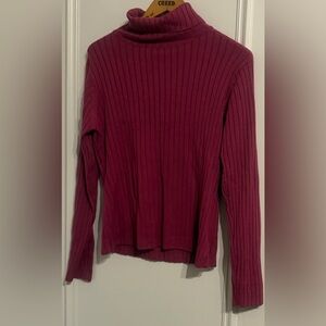 Ribbed Long Sleeve Top in Deep Red